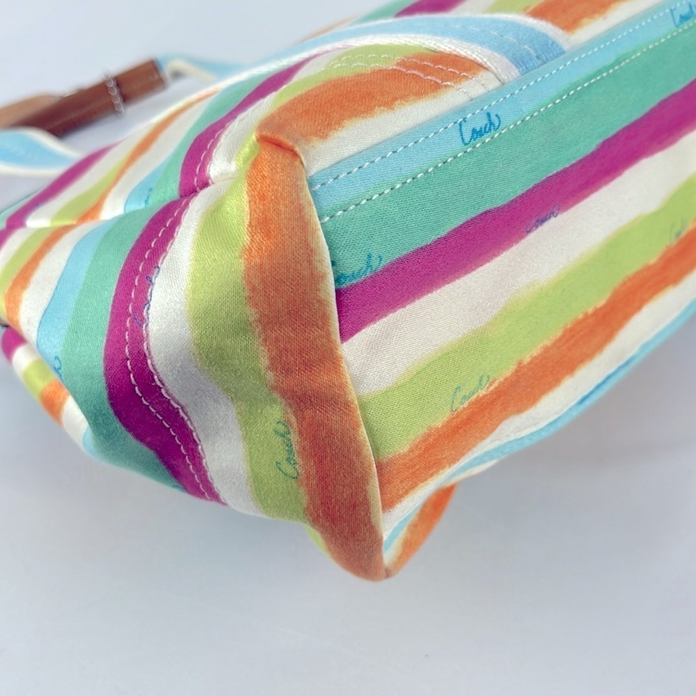 Coach Hampton Watercolors Pastel Striped Fabric Tote Handbag Small G0932-10025 - Picture 9 of 16